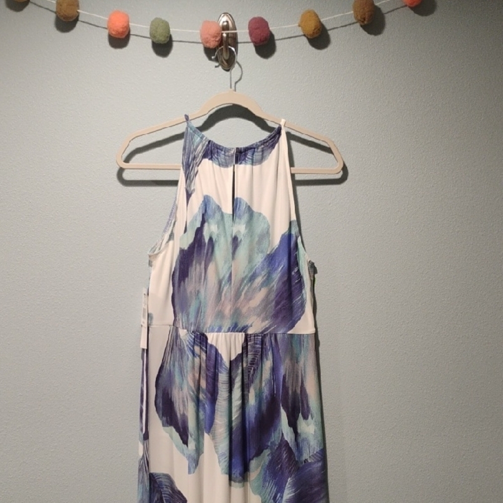 SUITE 7 Blue & White Halter-Style Maxi Dress - Picture 5 of 9